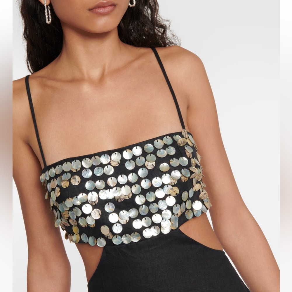 🌺🎉HP🎉🌺 NWT Staud Jada Mother-of-Pearl Embellished Maxi Dress - Picture 10 of 16